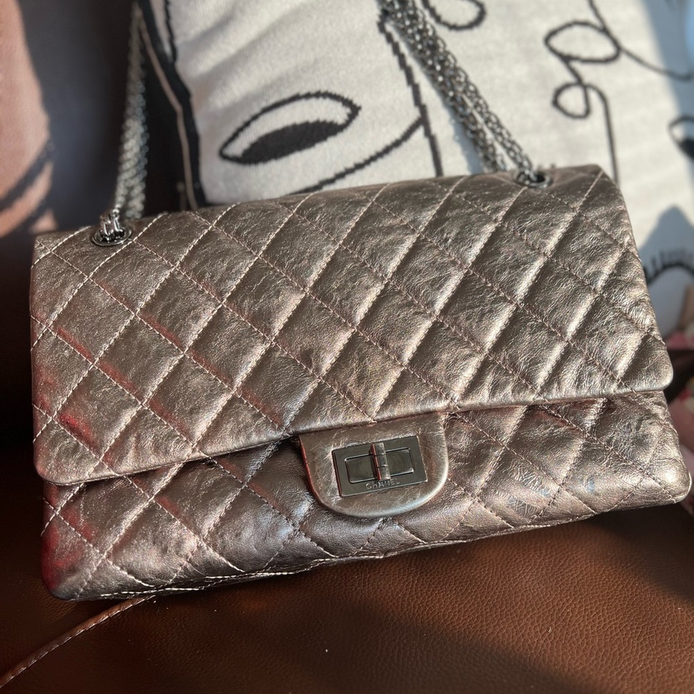 Chanel Reissue 2.55 Flap Bag Quilted Metallic Aged Calfskin 226 Silver